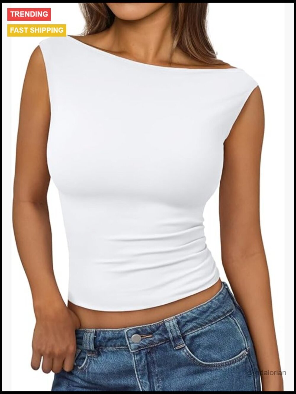 Sleeveless Boat Neck Tank Top - Buttery Soft Stretchy Nylon Spandex